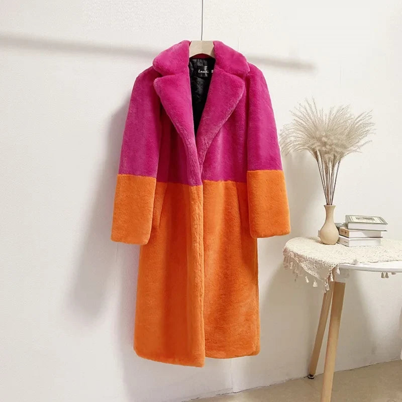Women's Faux Fur Long Plush Coat – Plus Size S–5XL Winter