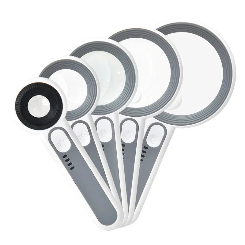 Rechargeable 12X Handheld Magnifier with LED Light – 3 Modes