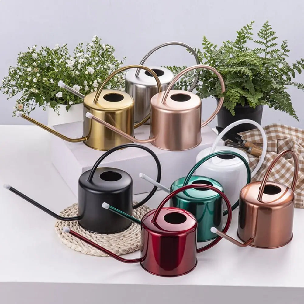 Stainless Steel Watering Can 1.3L Long Nozzle Spray Kettle