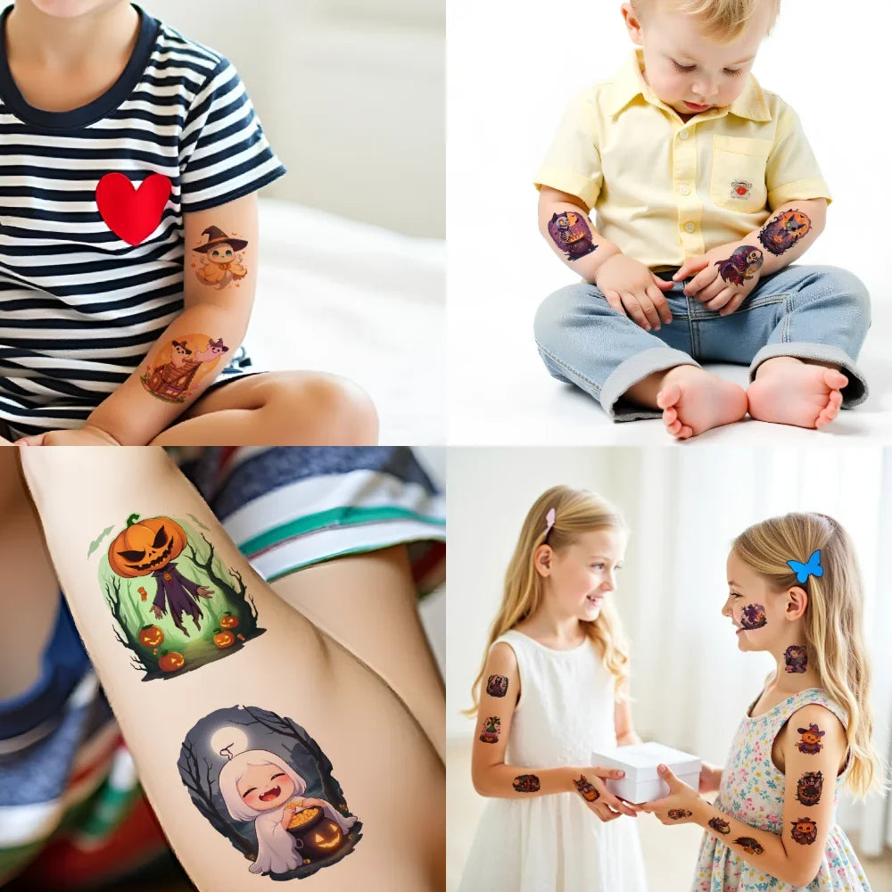 63pcs Halloween Temporary Tattoos – Waterproof Body Stickers