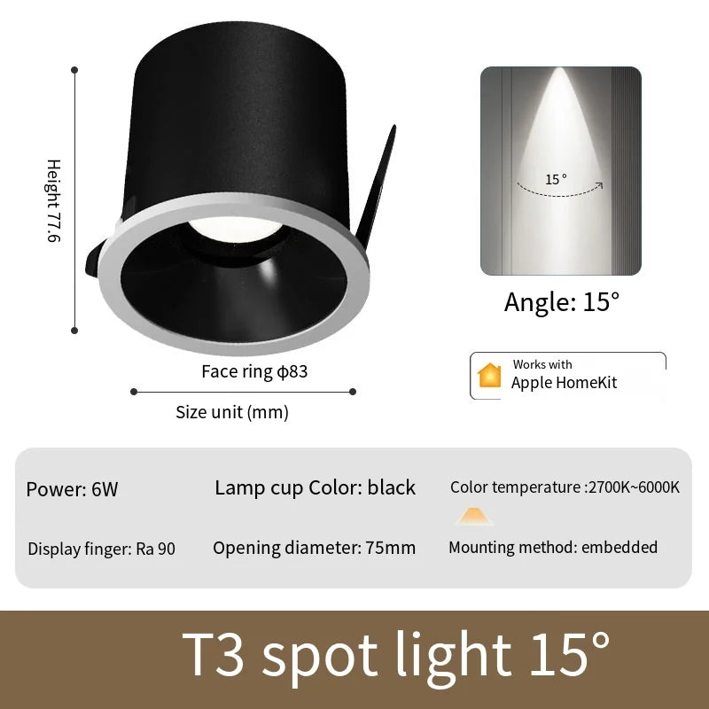 Aqara Smart Downlight T3 Zigbee Dimming Round Light 6W Beam Angle 15