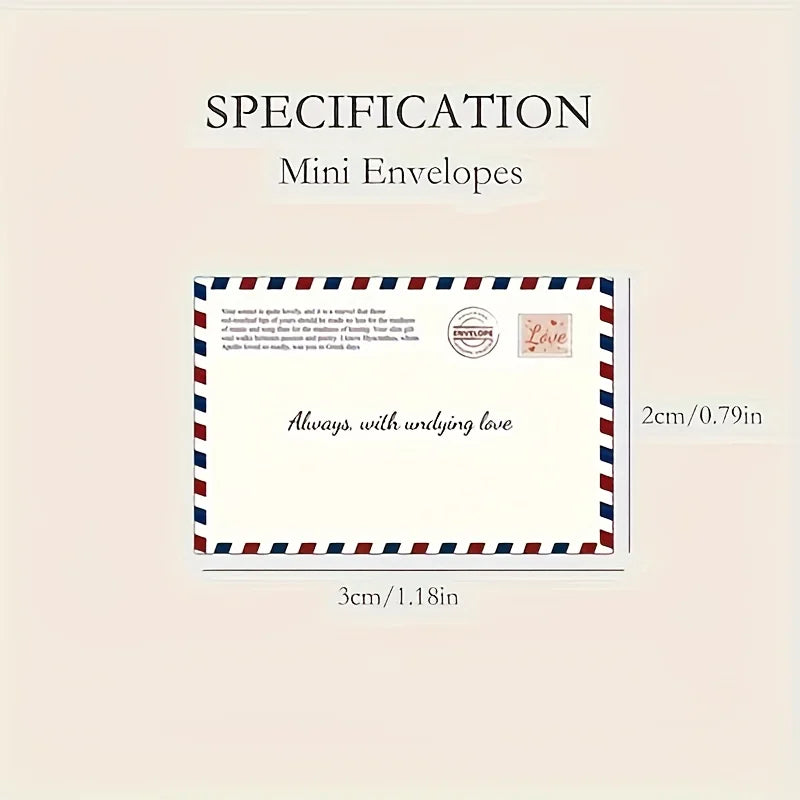 90-Pc Mini Envelope Set | Red Seal, Heart Labels & Stamps
