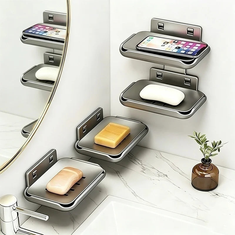 Corner Bathroom Soap Holder Rack – No-Drill Wall Mount