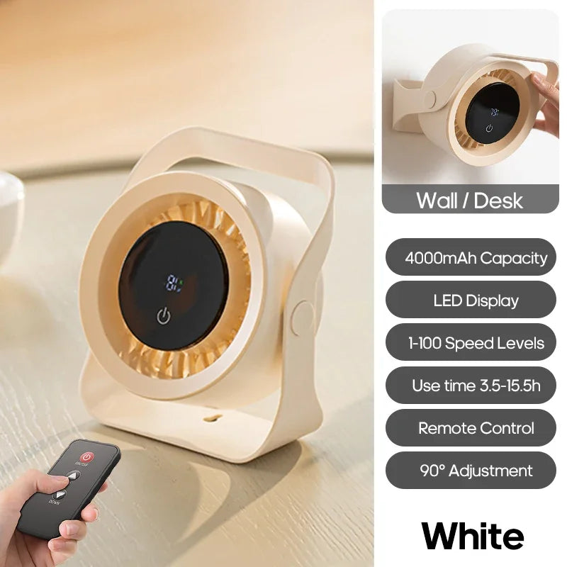 URGGU 4000mAh Portable Fan | 100 Speeds, Remote & Touch Screen