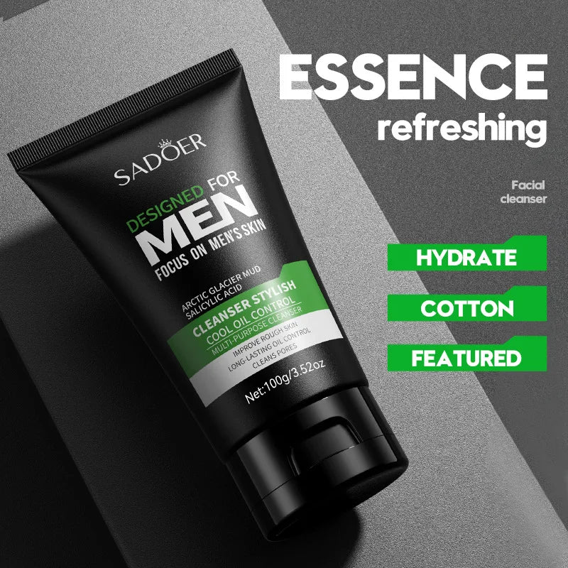 Deep Cleansing Men Cool Facial Cleanser Oil Control Moisturizing