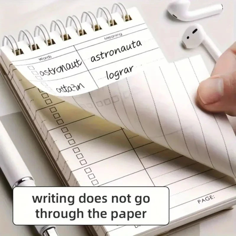 Spiral Vocabulary Word Book Portable Pocket Notebook Check List Cover