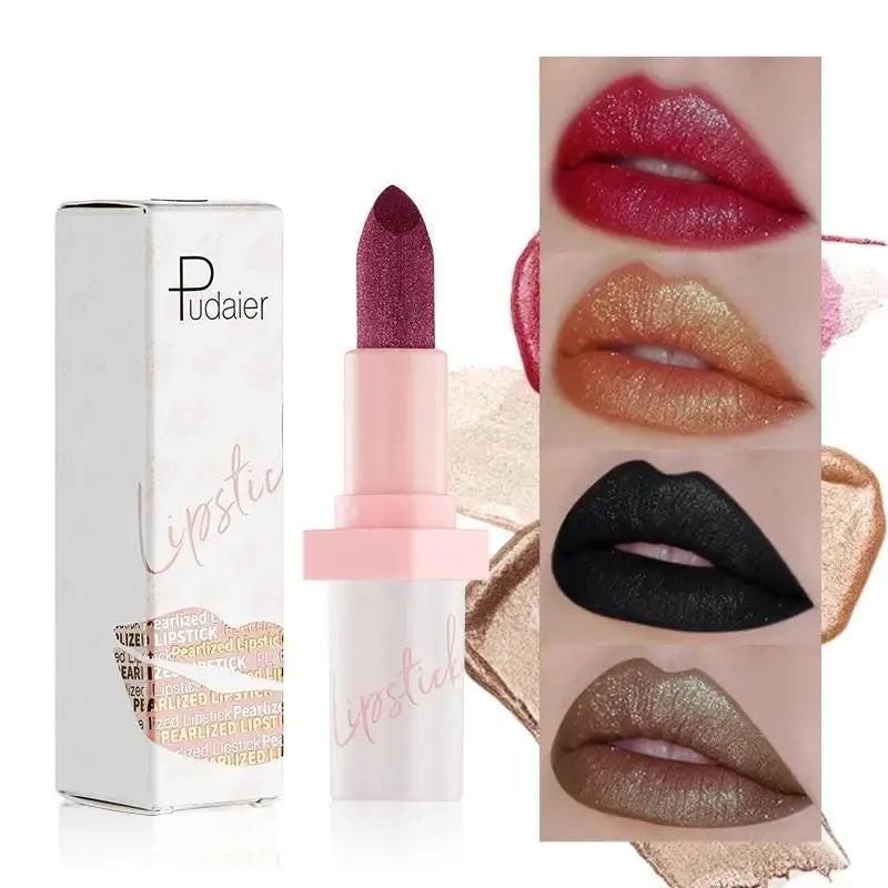 Pudaier Diamond Lipstick 10 Shades – Waterproof Glitter & Long Wear
