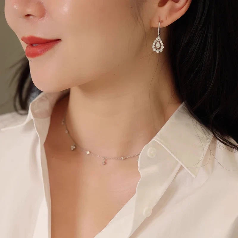 Huitan Waterdrop Drop Earrings – Sparkling Cubic Zirconia
