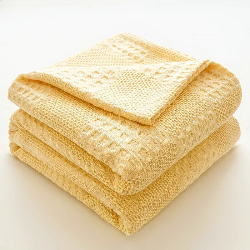 Battilo 100% Cotton Waffle Throw Blanket – Soft & Breathable
