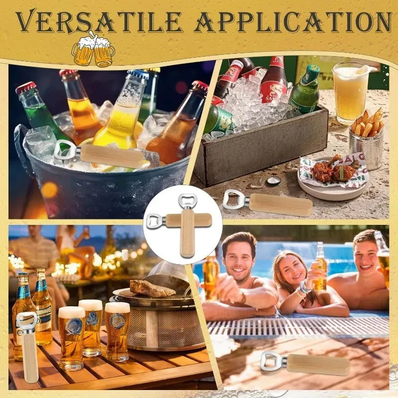 10-Pack Wooden Beer Bottle Openers – Bar, Kitchen & Party