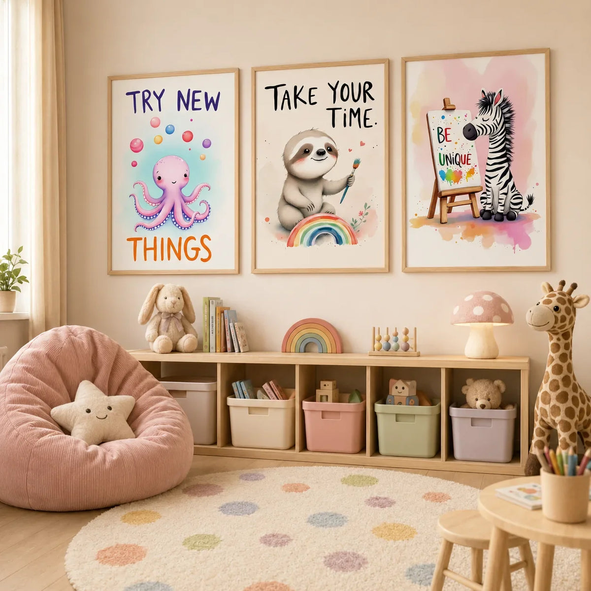 Nordic Animal Nursery Canvas Wall Art – Kids Room Decor