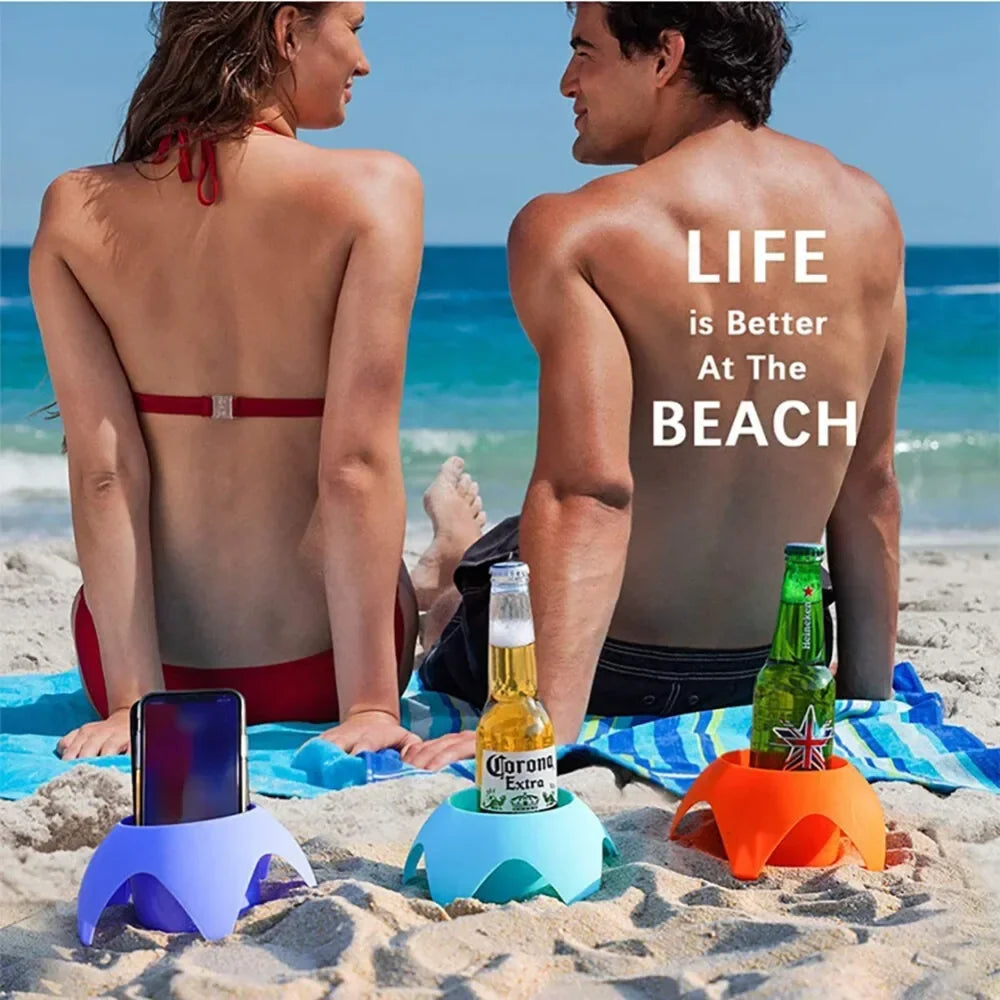 Beach Sand Cup Holders with 5 Stackable Cups | Beach Essentials