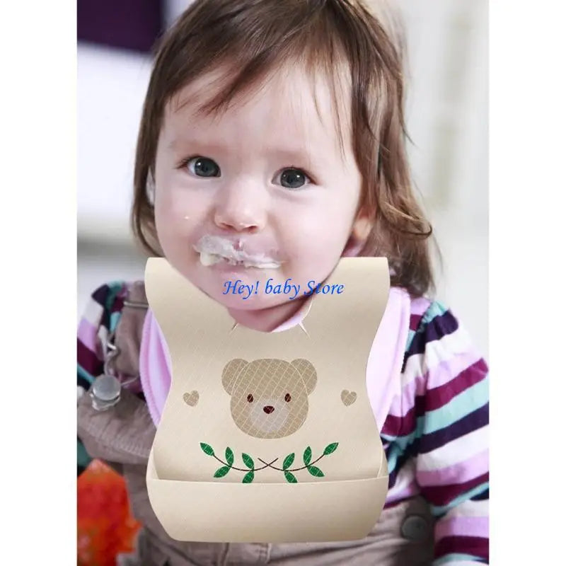50-Pack Disposable Baby Bibs – Soft, Waterproof Bear Print