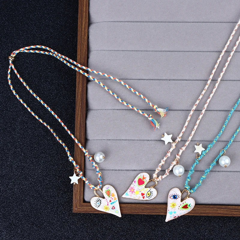 Handmade Knotted Rope Heart Pendant Necklace for Women