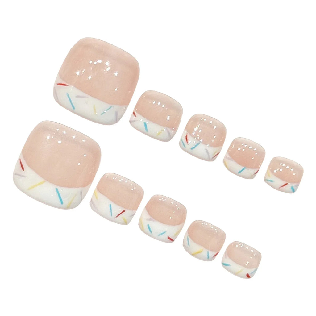 French Press-On Toenails Crystal Nude Pink – 12pc Set