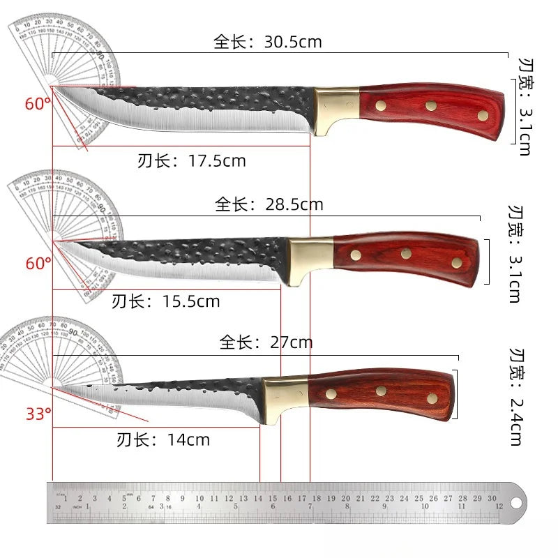 3-Piece Forged Stainless Steel Kitchen Knife Set | Chef & Boning