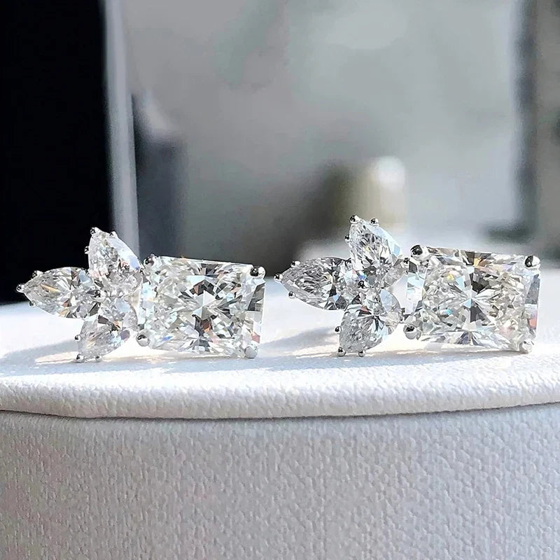 Huitan CZ Stud Earrings – Geometric Cubic Zirconia Fashion Jewelry
