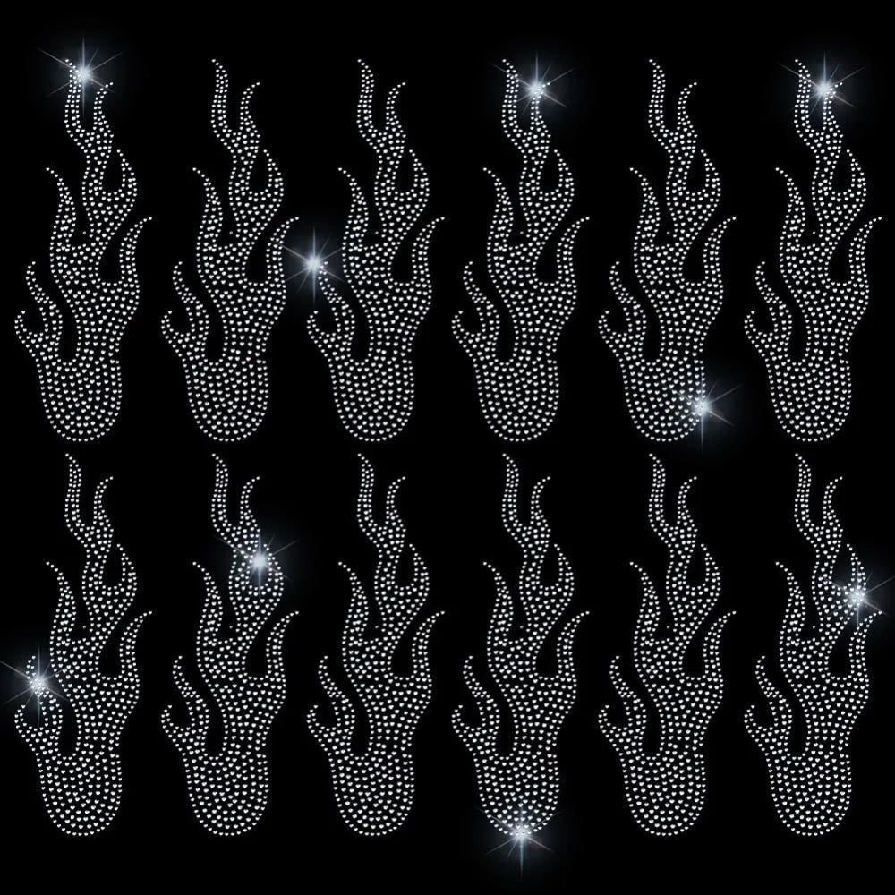 Hotfix Glass Rhinestone Flame Iron-On Patches – 6 Sheets