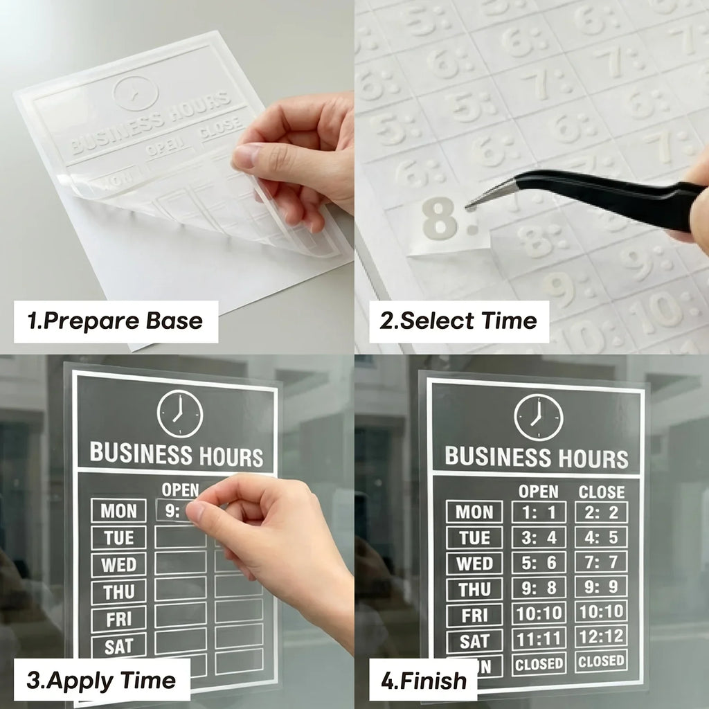 2 Sets Business Hours Window Decal Clear UV Resistant Store Sticker