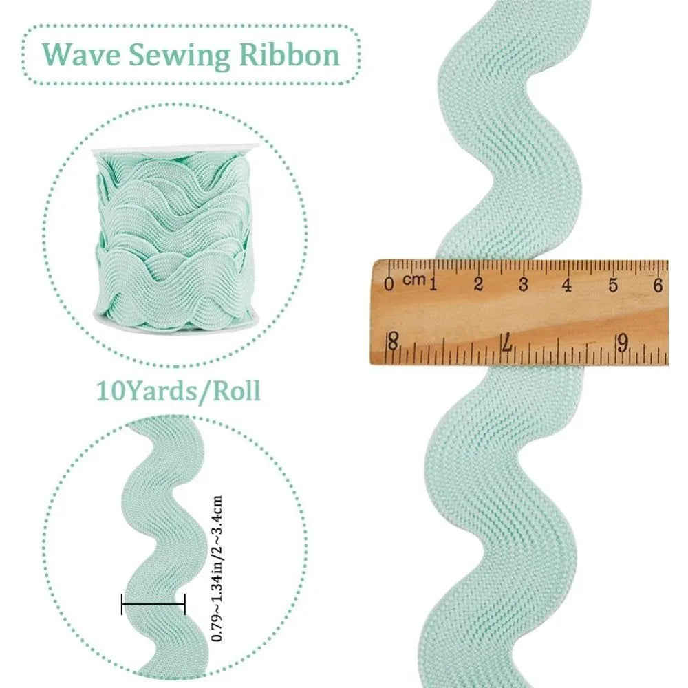 10 Yards Aquamarine Rick Rack Zig Zag Fringe Trim 37mm Wide