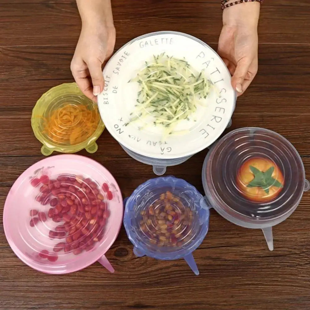 6-Piece Reusable Silicone Stretch Lids – Food Fresh Seal Covers