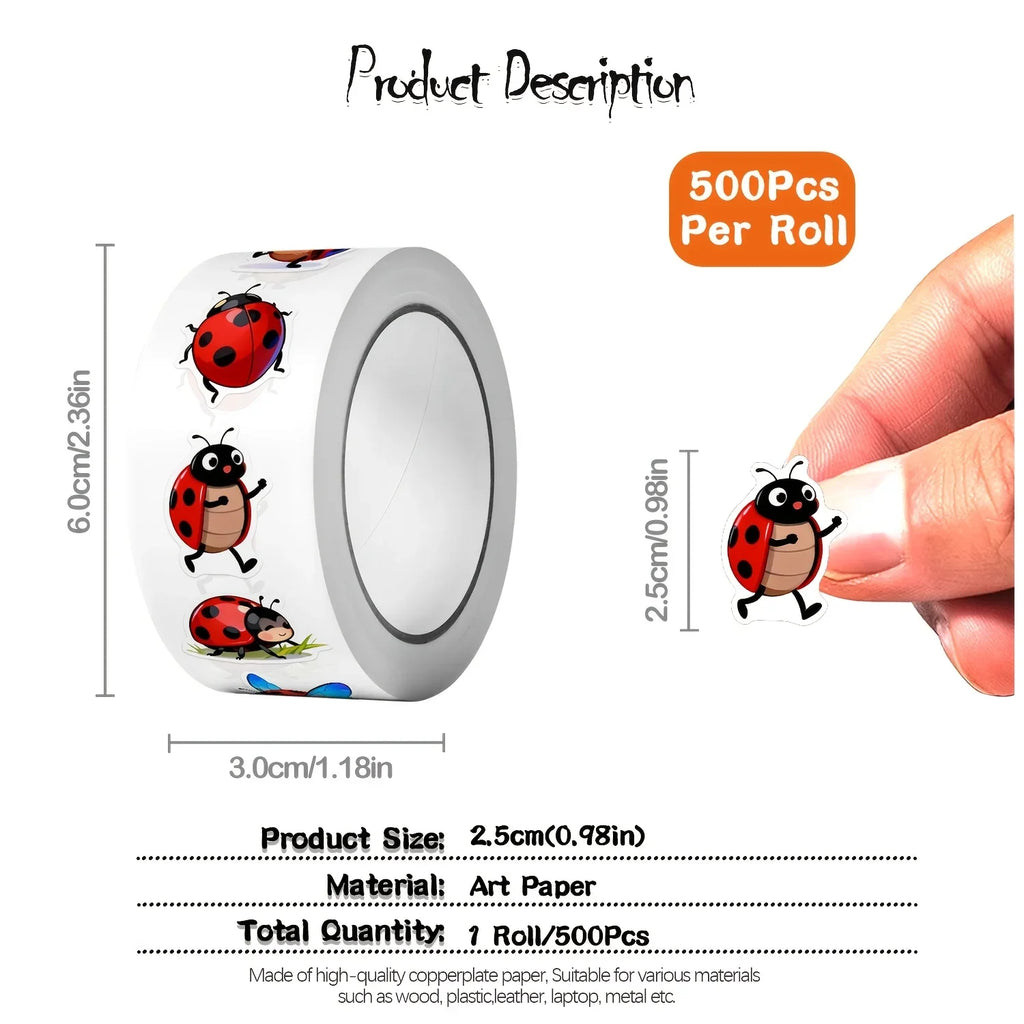 10 Cartoon Ladybug Stickers – Craft, Scrapbook & Decor Labels
