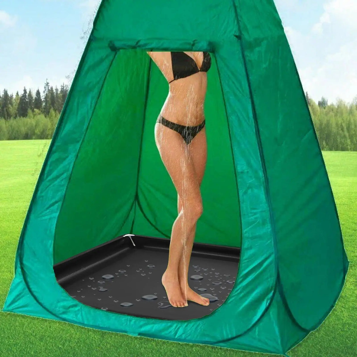 Outdoor Camping Shower Tent Floor Base Folding Pan Drain Pipe PVC