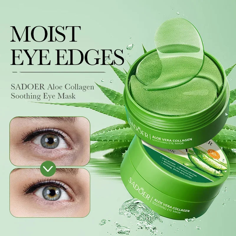 SADOER 60-Pc Aloe Collagen Eye Masks – Dark Circles & Firming