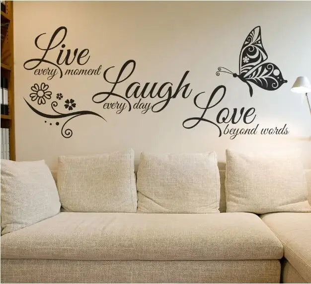 Live Laugh Love Butterfly Wall Decal – Vinyl Quote Sticker
