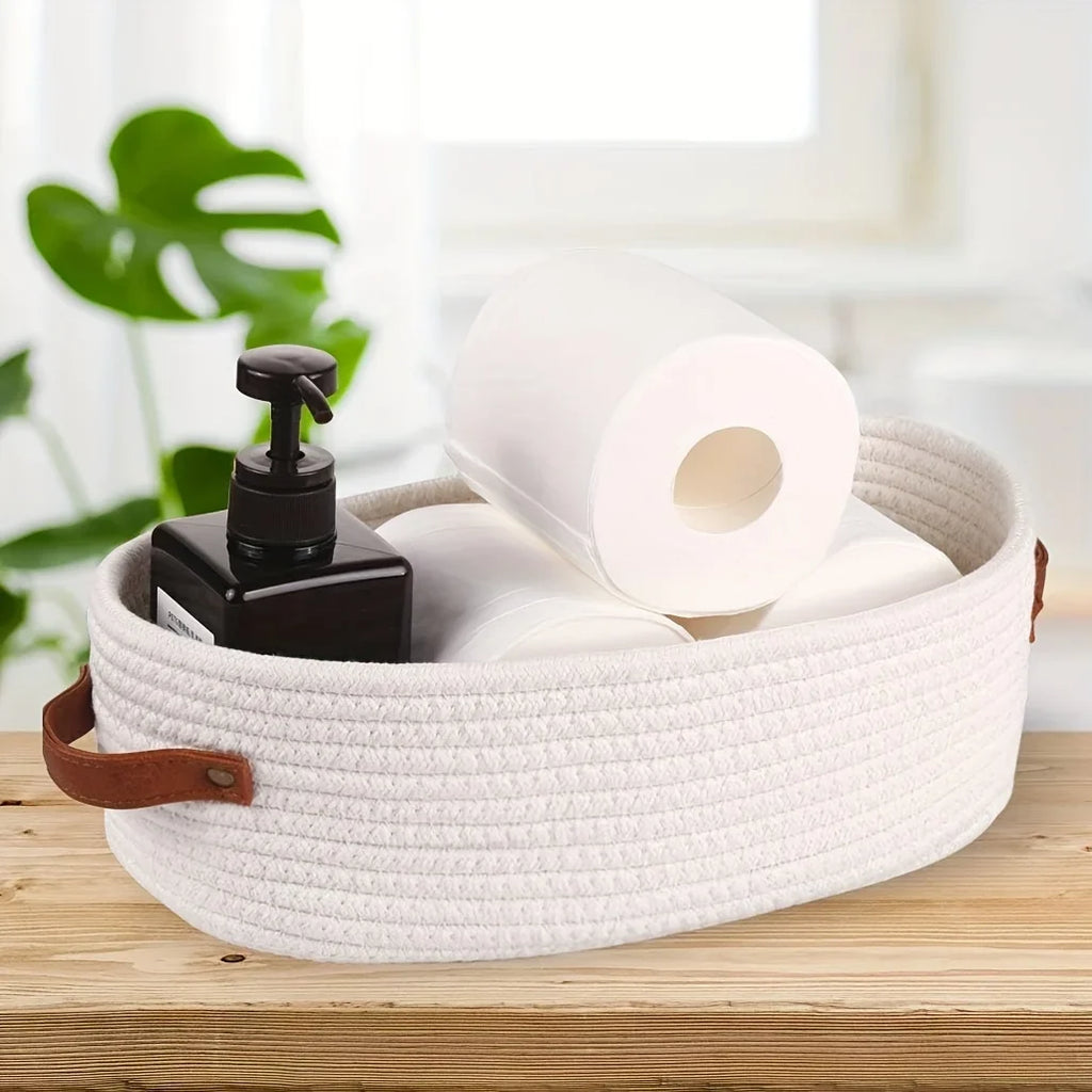 Oval Handle Bathroom Storage Basket Clothes Box Layered Finishing