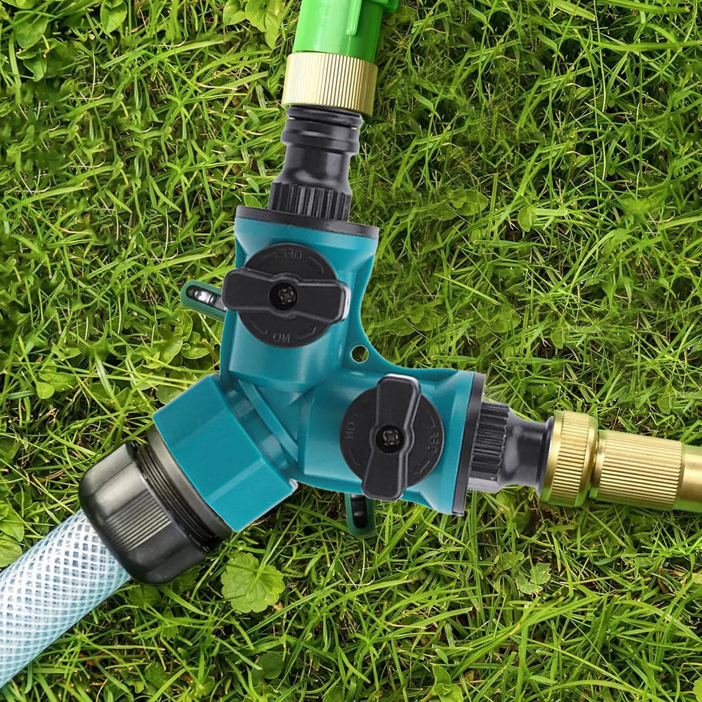 2 Way Garden Hose Splitter Connector Faucet Watering Shut Off