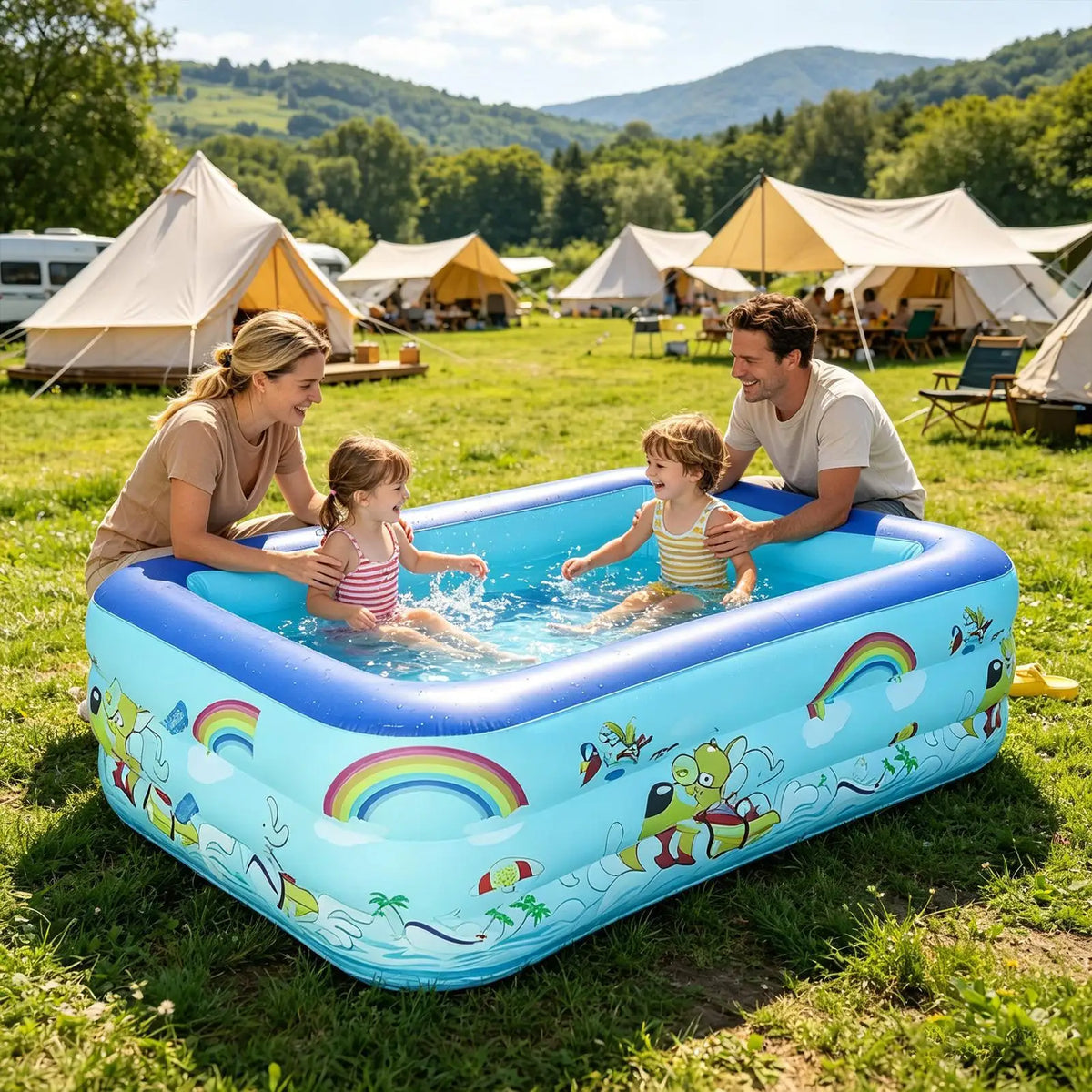 Rectangle Inflatable Kids Pool – Backyard PVC Swim Pool