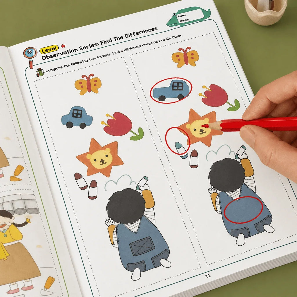 Find Differences Puzzle Book 32 Pages Kids Observation Training Game