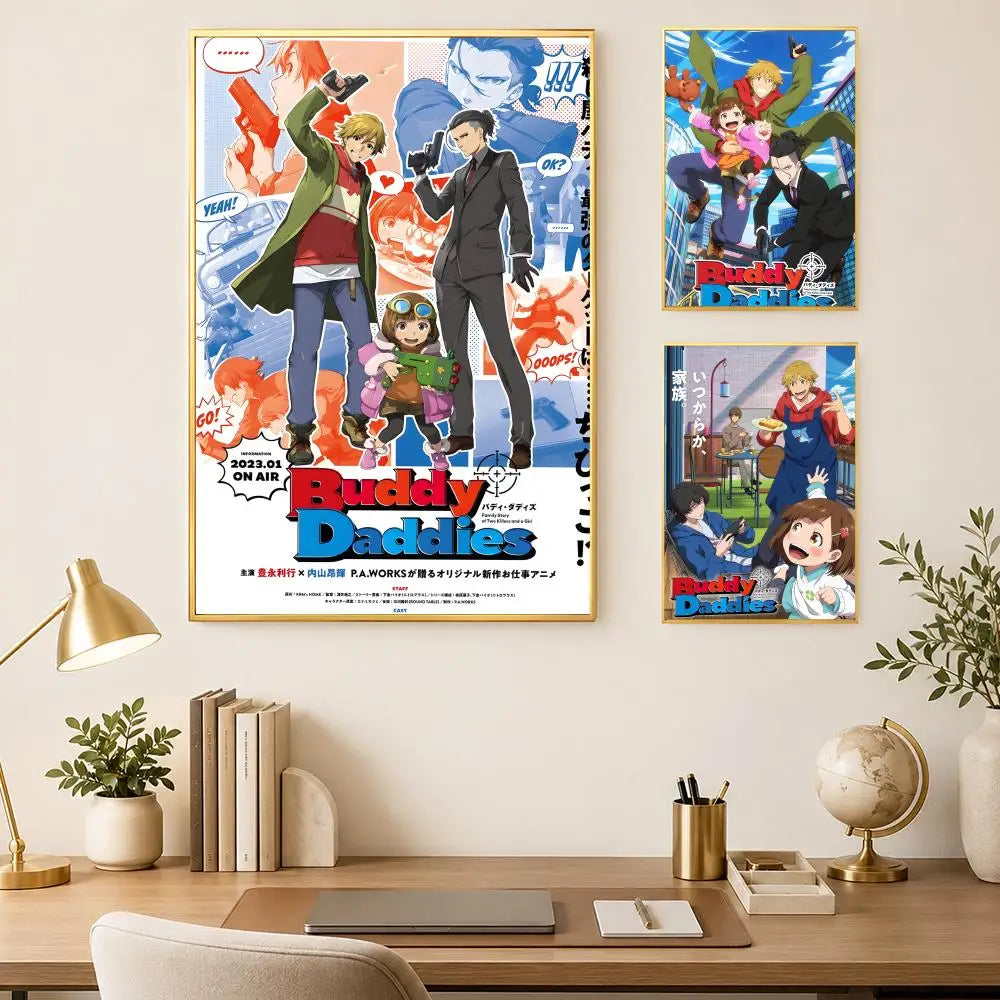 Buddy Daddies Anime Poster – Self-Stick HD Waterproof Wall Art