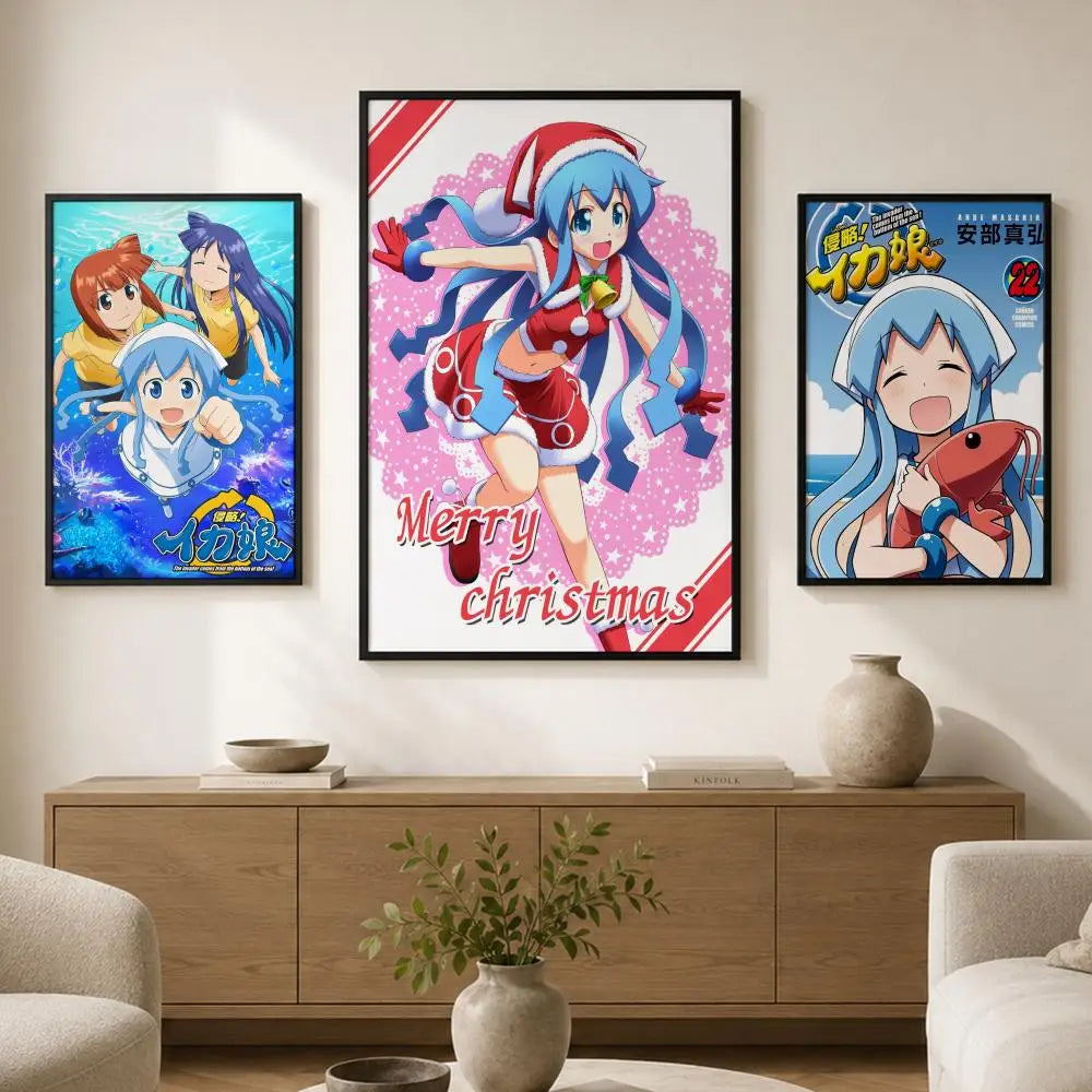 Anime Squid Girl Waterproof PVC Peel-and-Stick Wall Poster