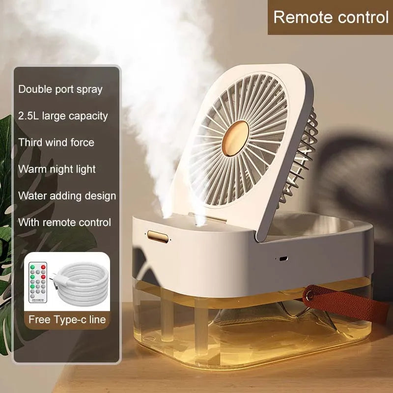 ROFAELEC 2-in-1 Humidifier Cooling Fan 2.5L | Remote & Night Light