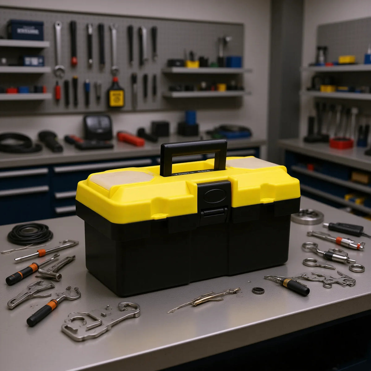 13-Inch Lockable Tool Box Organizer with Removable Tray