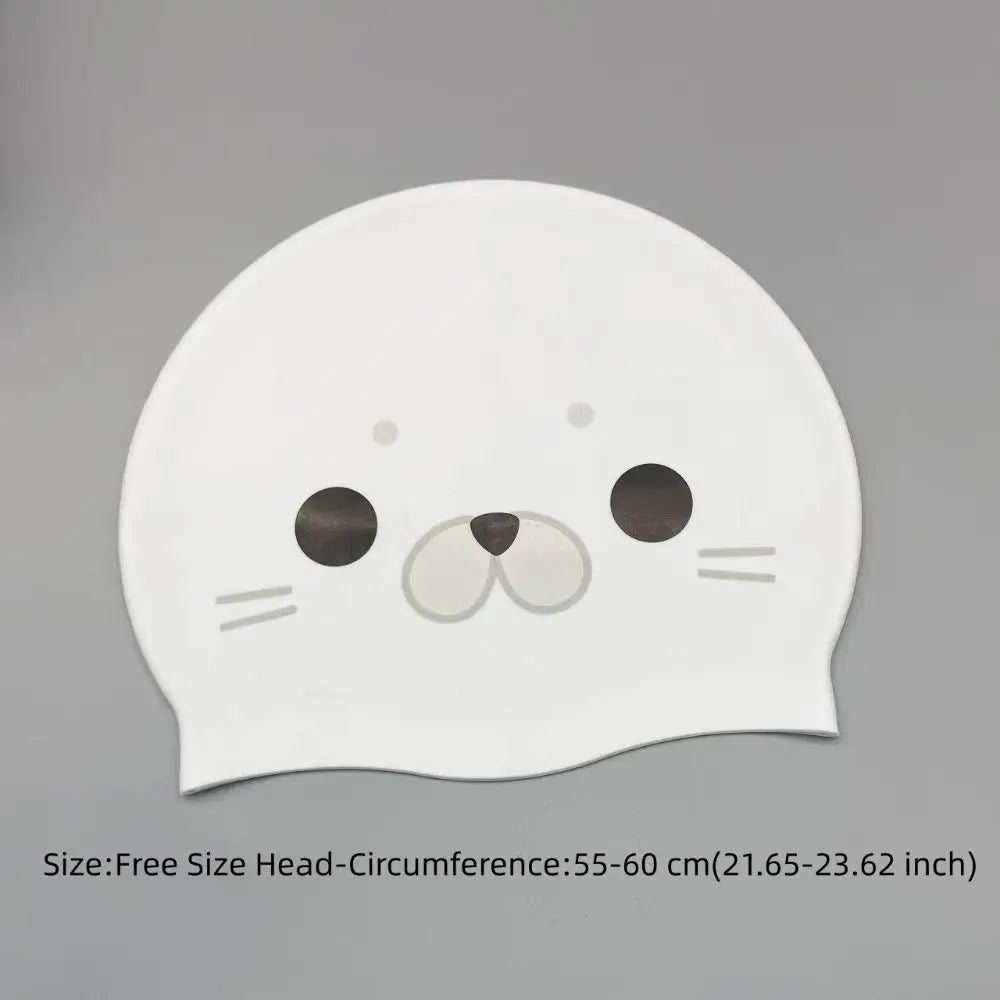 Silicone Cartoon Swim Cap – Waterproof & Elastic for Women