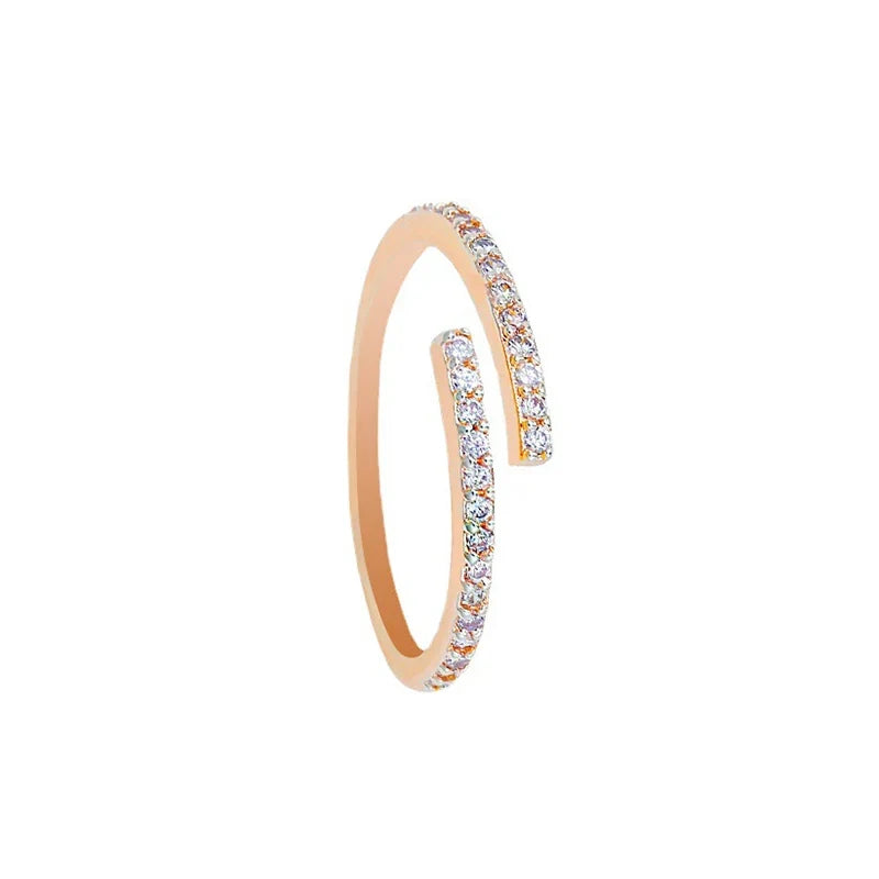Minimalist Cubic Zirconia Thin Ring – Adjustable Women's Band