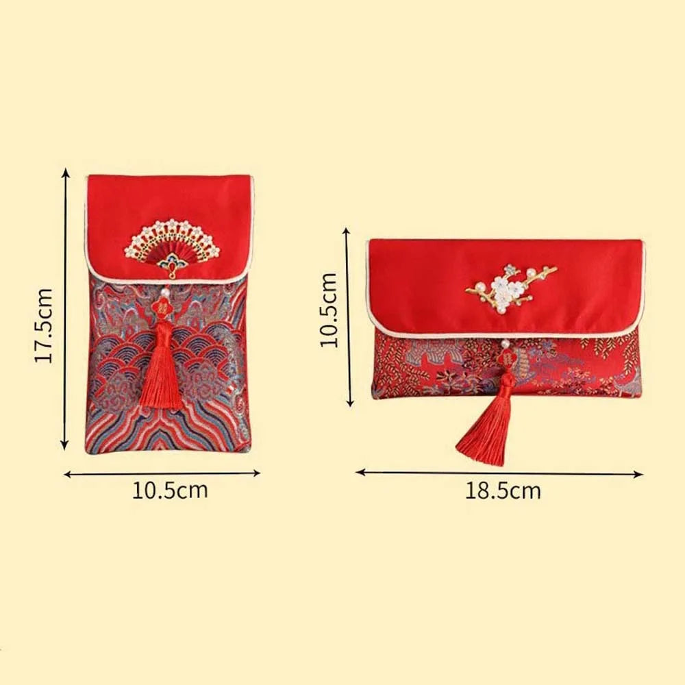 2025 Lunar New Year Brocade Red Envelope HongBao with Tassel