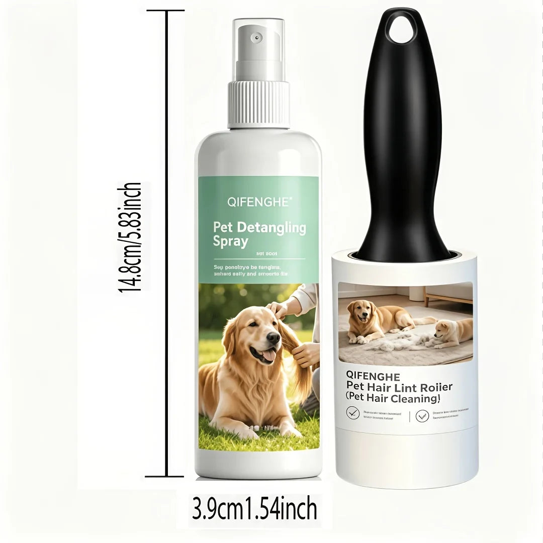 Pet Detangling Spray & Lint Roller Set | Cats & Dogs