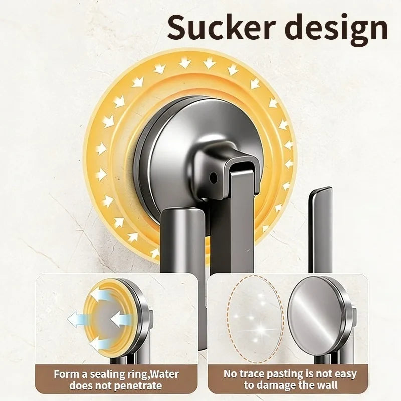 Drill-Free Suction Cup Bathroom Shelf & Wall Hook Rack