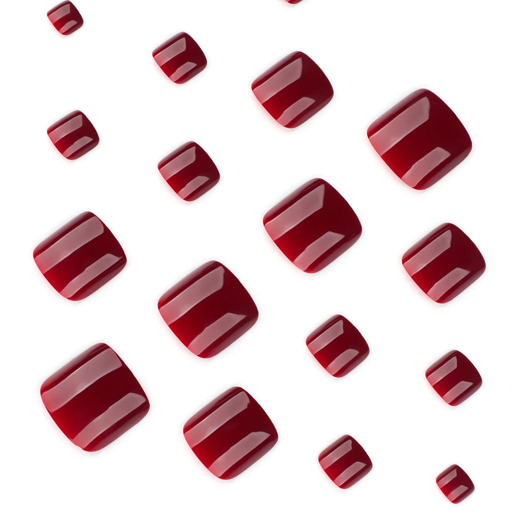 24-Piece Red Press-On Toenails | Classic Nail Art Set
