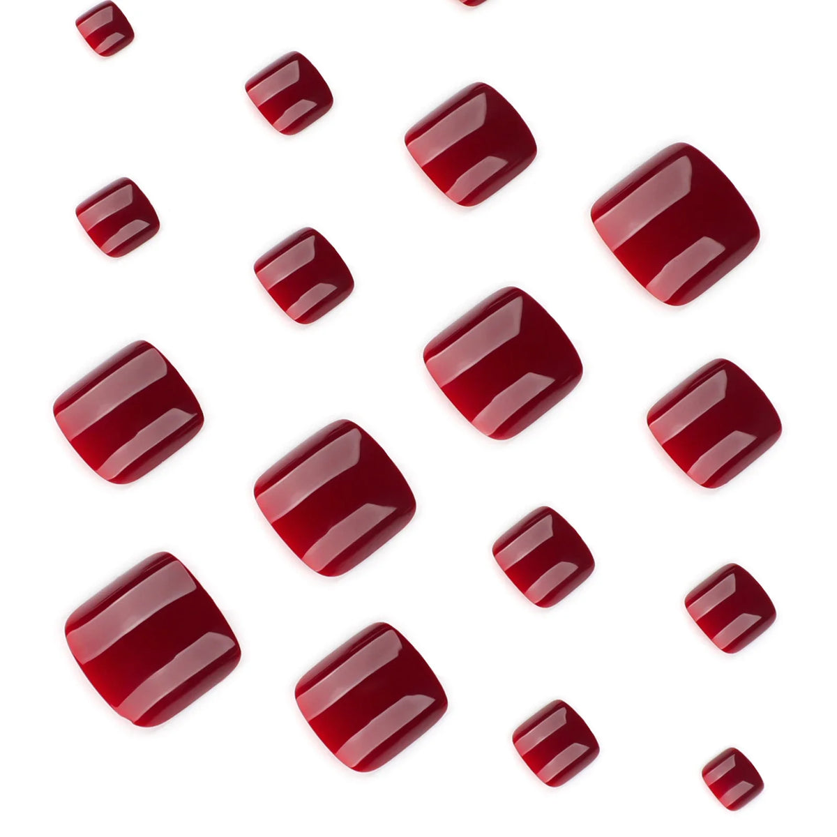 24-Piece Red Press-On Toenails | Classic Nail Art Set