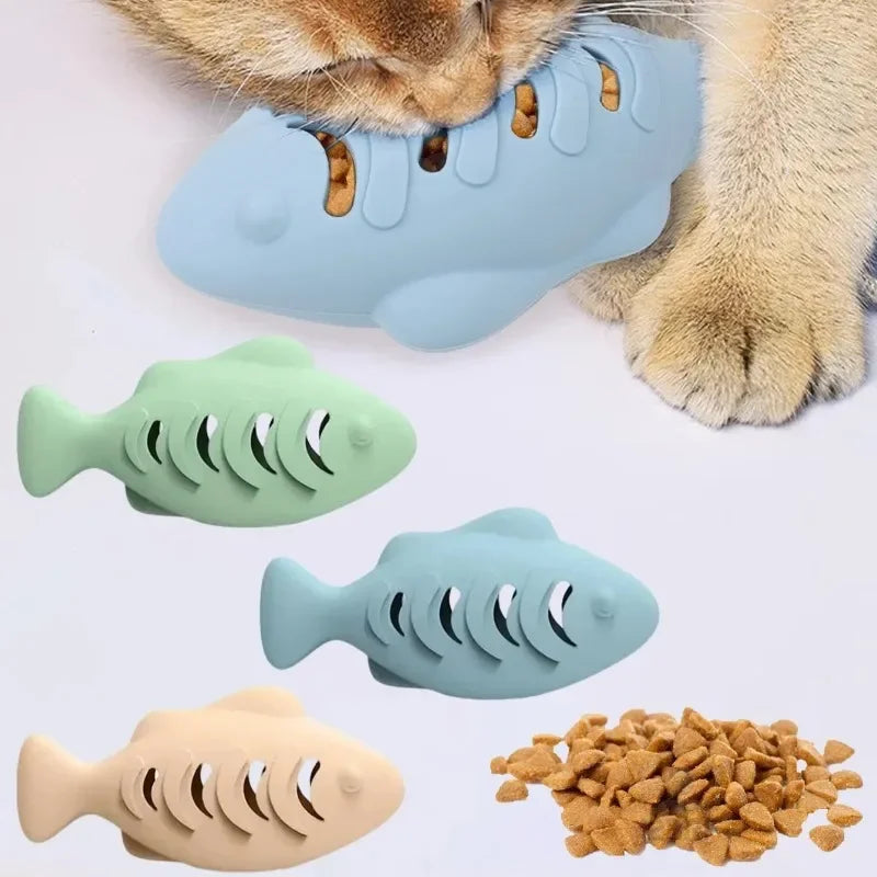 Fish-Shaped Silicone Cat Chew Toy | Interactive Treat Dispenser