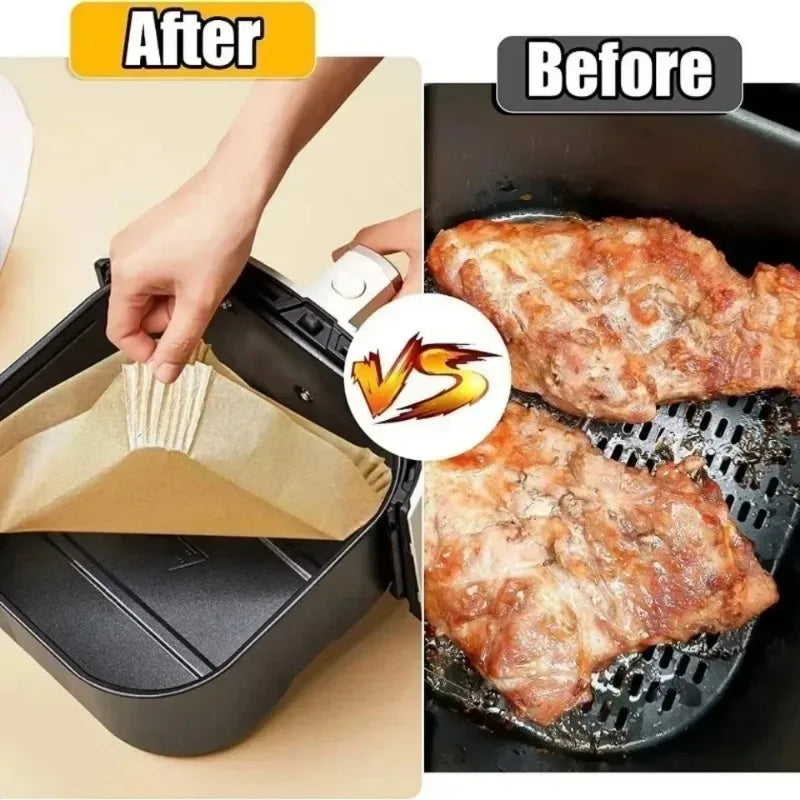 Air Fryer Parchment Liners – Round, Square & Rectangle, 50–100 Pk