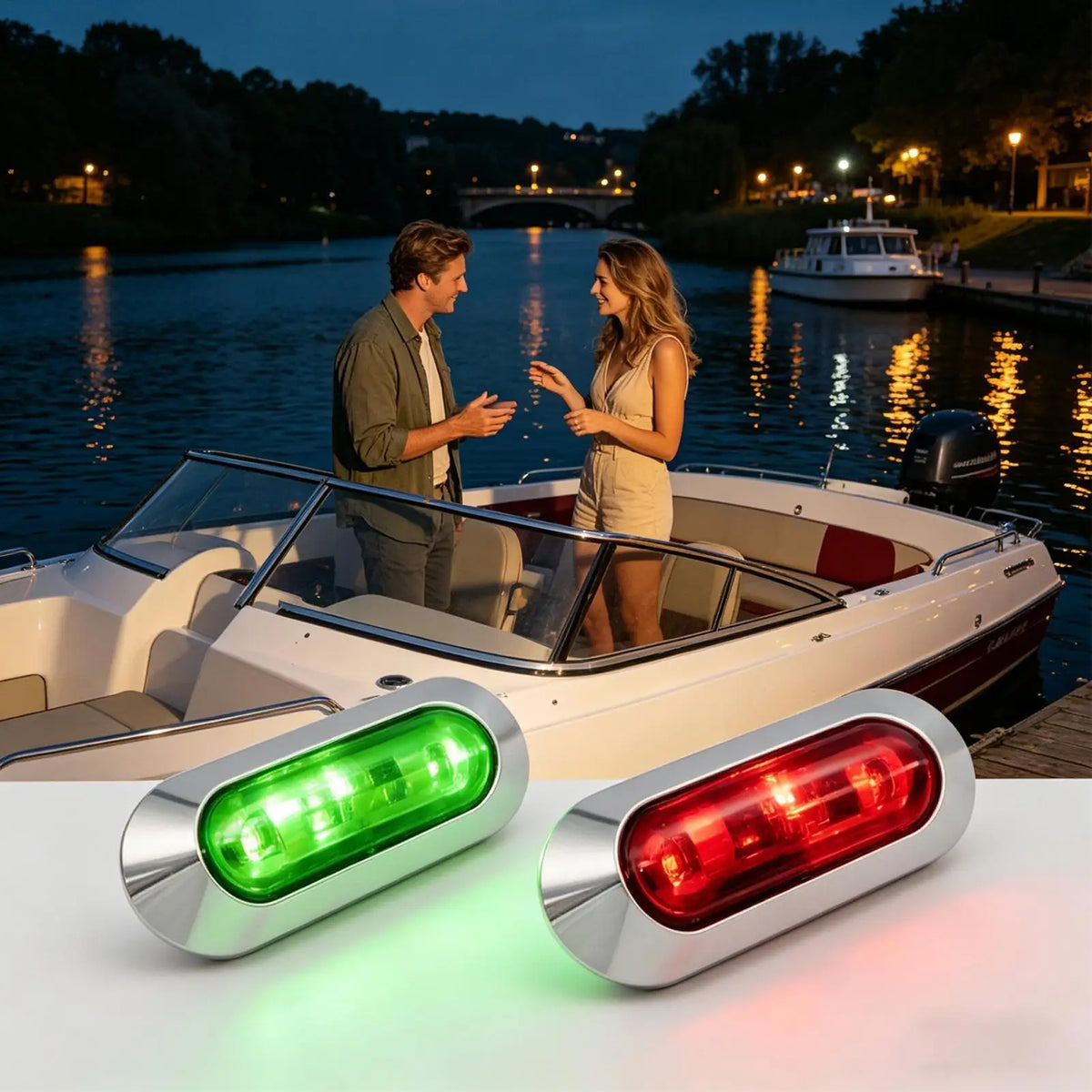Marine Navigation Lights Red & Green LED IP67 Waterproof 12-24V