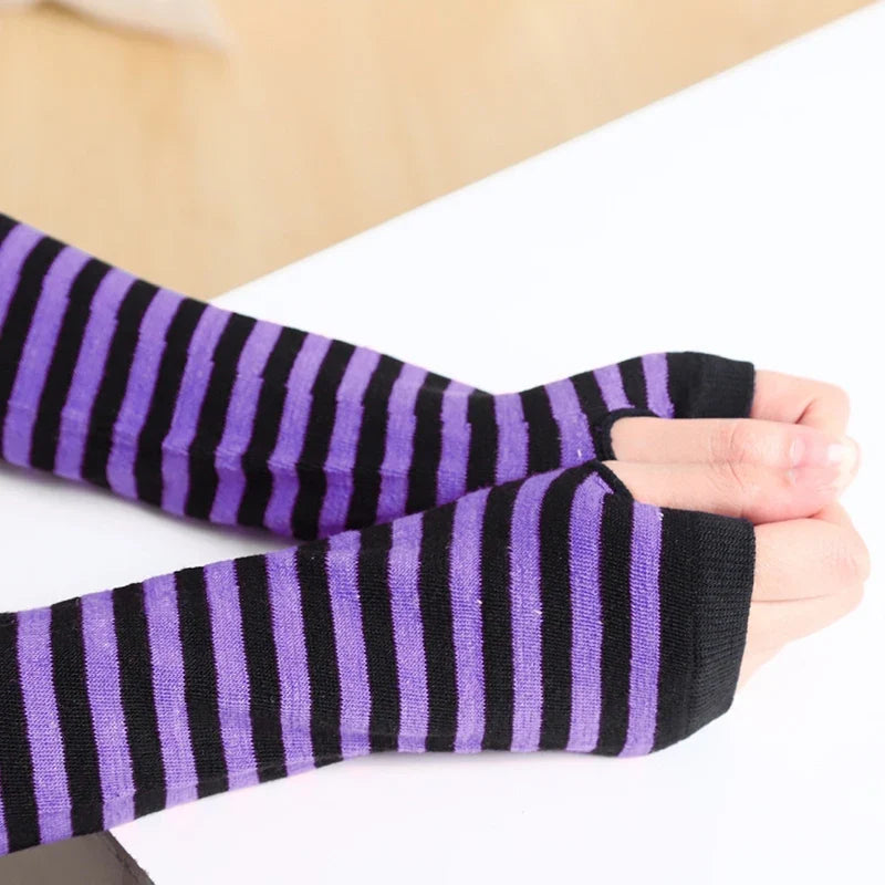 Women's Fingerless Knit Arm Warmers – Long Sleeve Wrist Gloves