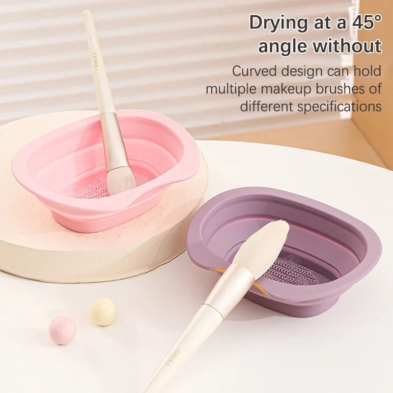 Foldable Silicone Makeup Brush Cleaning Bowl | Washing Tool