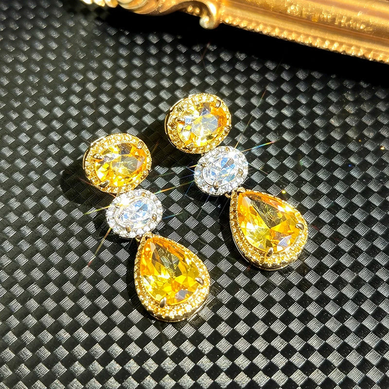 Huitan Cubic Zirconia Luxury Drop Earrings for Women